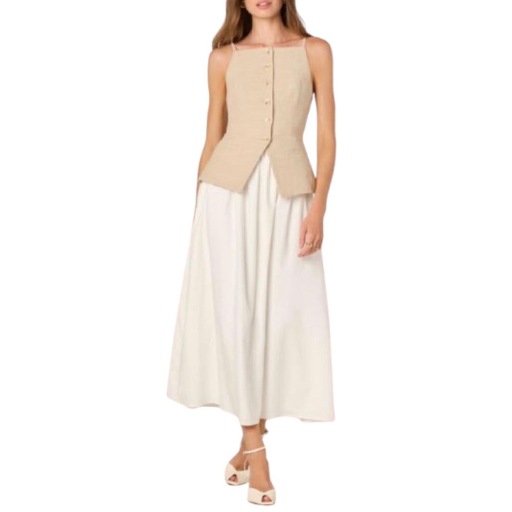 Astr The Label NWT Mix Media Sleeveless Natural Maxi Dress Size XS